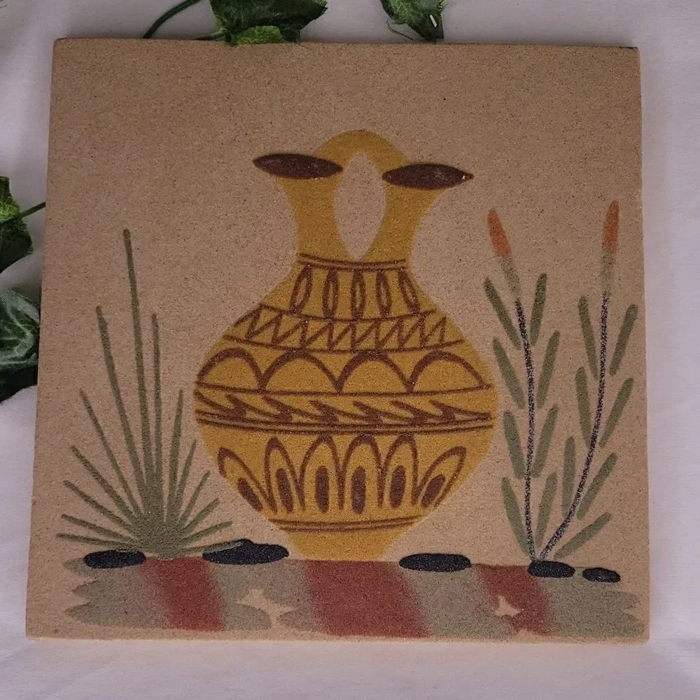 Native American. Sand Pottery. Coaster Set. Authentic. Like New - Picture 4 of 11